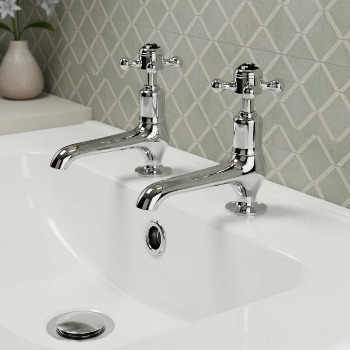 traditional cloakroom pillar taps chrome 