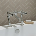 traditional deck mounted bath tap with crosshead handles - chrome