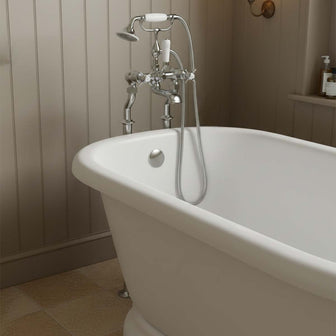 traditional floor standing bath tap with  filler and shower attachment - chrome  Main image