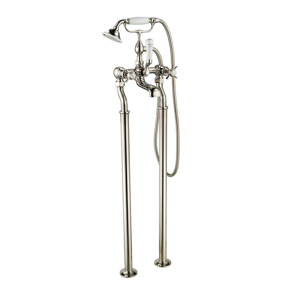 traditional floorstanding bath shower with kit - nickel  Main image