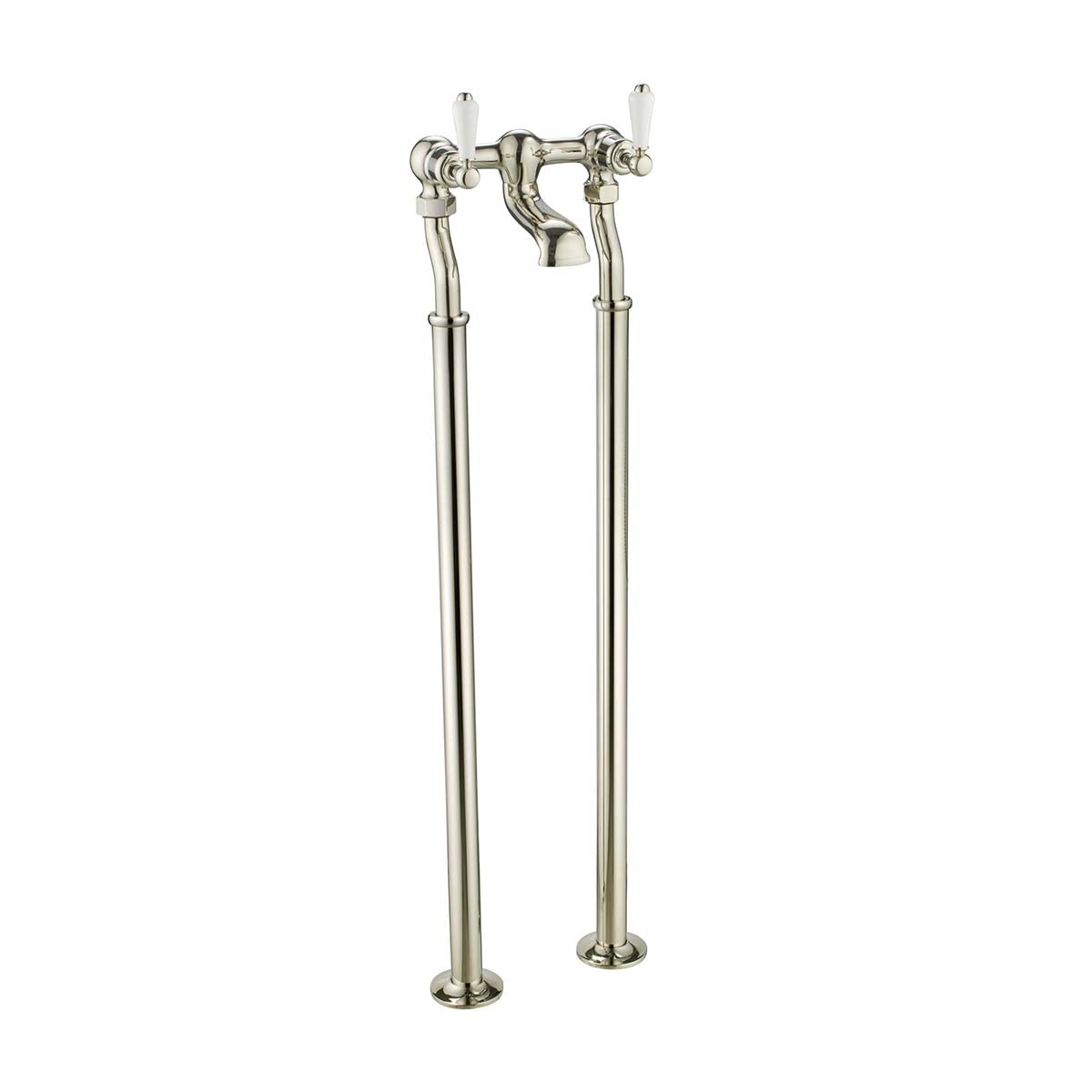 traditional freestanding bath tap with lever handle - brushed nickel