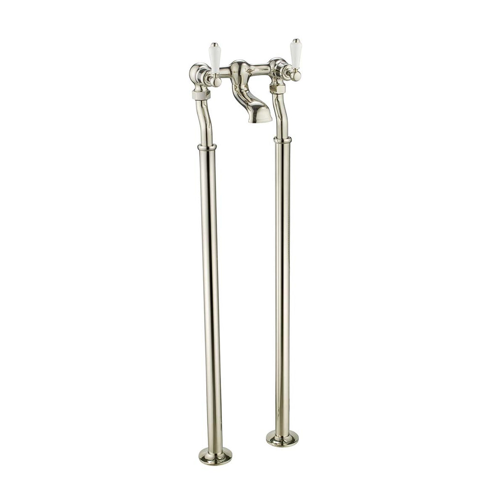 traditional freestanding bath tap with lever handle - brushed nickel