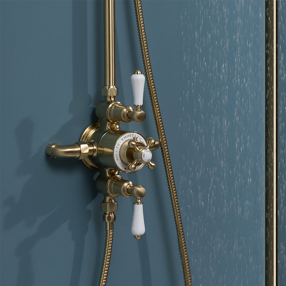 Traditional gold thermostatic shower valve