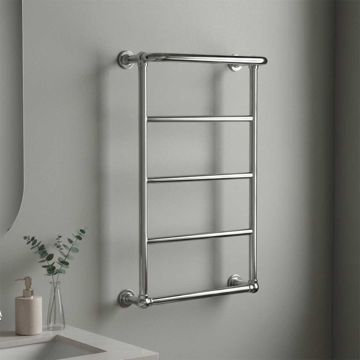 traditional heated towel rail chrome  Main image