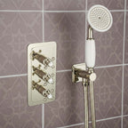 traditional portrait 3 outlet shower mixer valve - nickel 