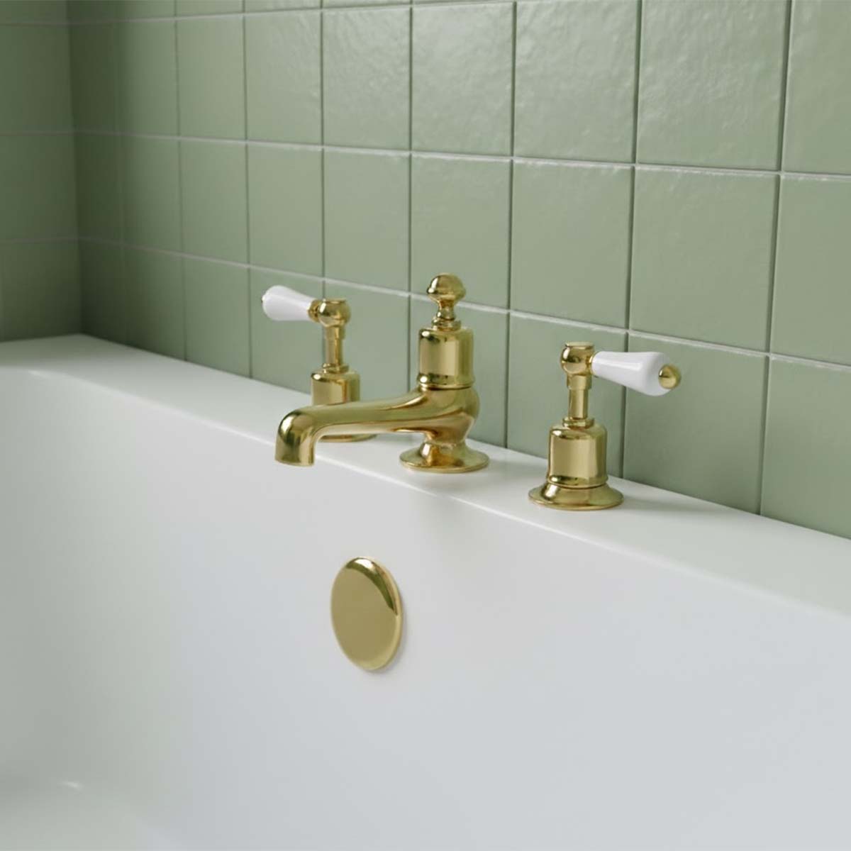 traditional three hole bath mixer tap - deck mounted 