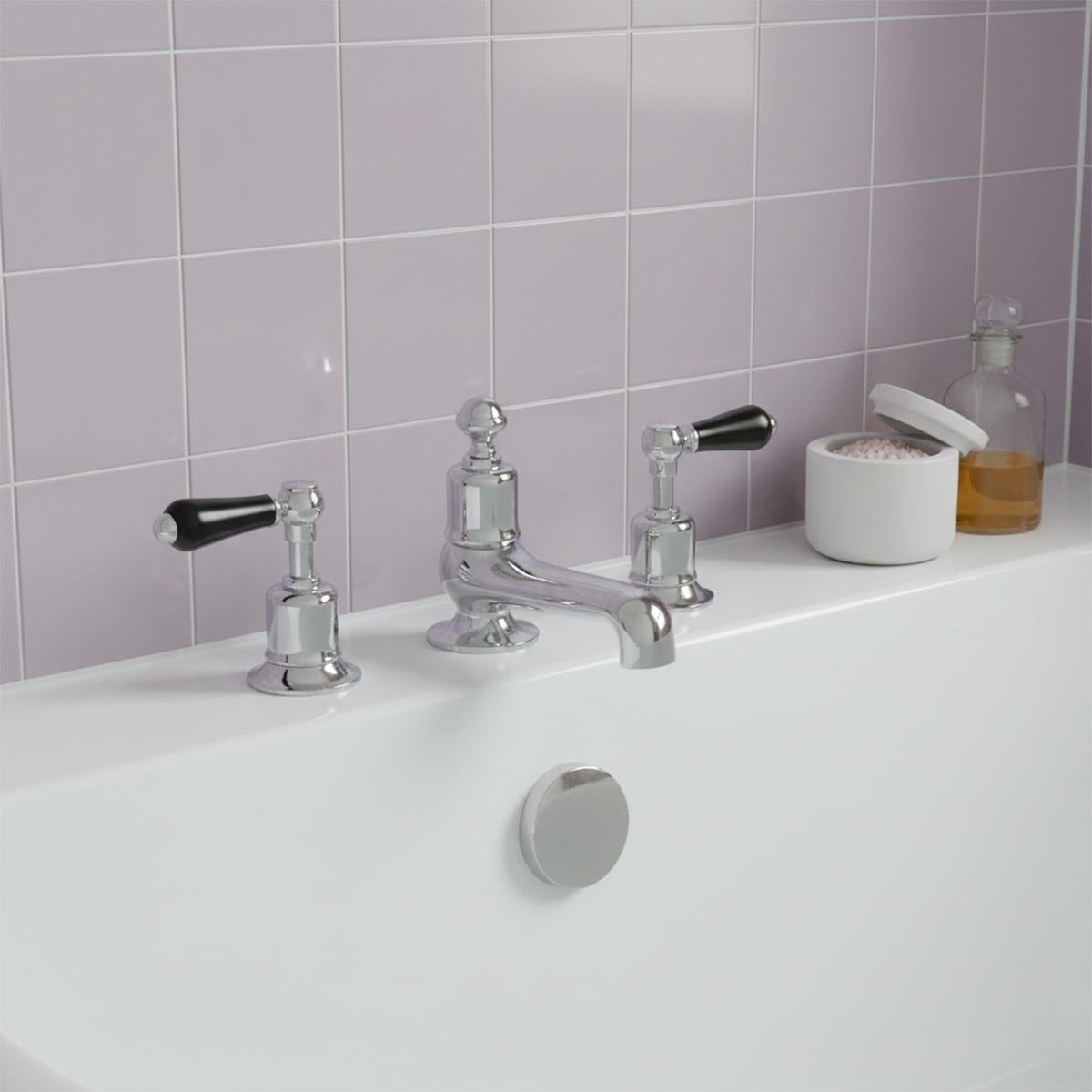 traditional three hole deck mounted bath filler tap - chrome
