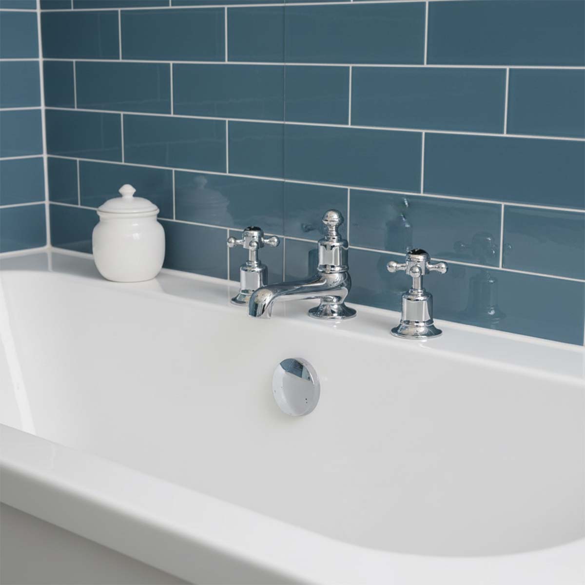 traditional three hole deck mounted bath tap