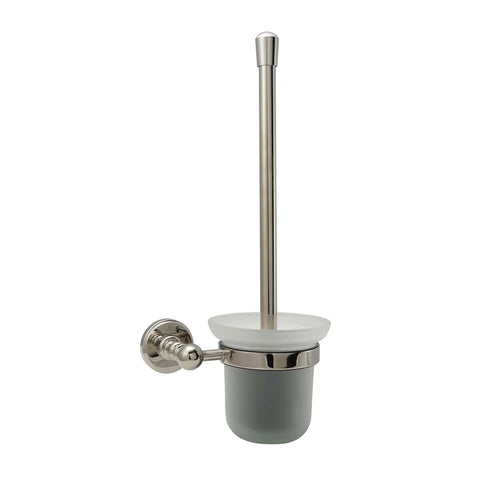traditional toilet brush with holder - nickel
