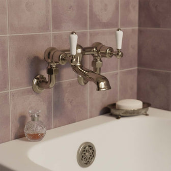 Victorian Wall-Mounted Bath Filler Tap - Brushed Nickel Secondary image