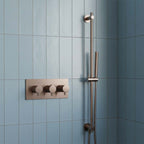 triple control shower valve for 2 outlets - brushed bronze