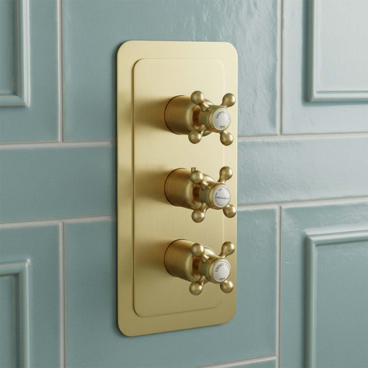 triple thermostatic shower valve - brushed brass 