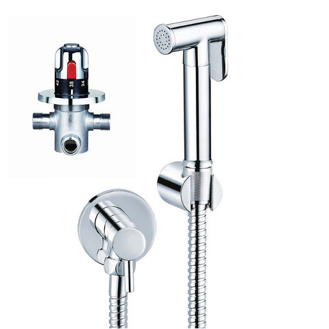 Thermostatic Bidet Douche Spray Kit with Angle Valve - chrome