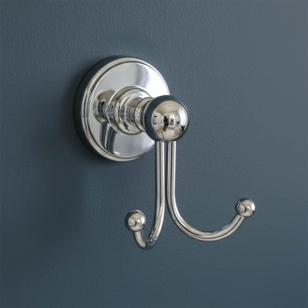 twin traditional bathroom robe hook chrome