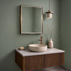 two doors bathroom mirror cabinet brushed bronze frame