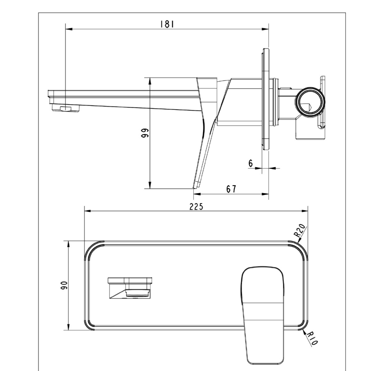 two hole wall mounted basin tap technical details