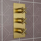 two outlet concealed thermostatic shower mixer - brushed brass 