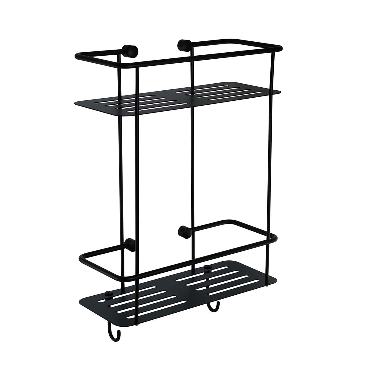 two tier shower basket - matt black