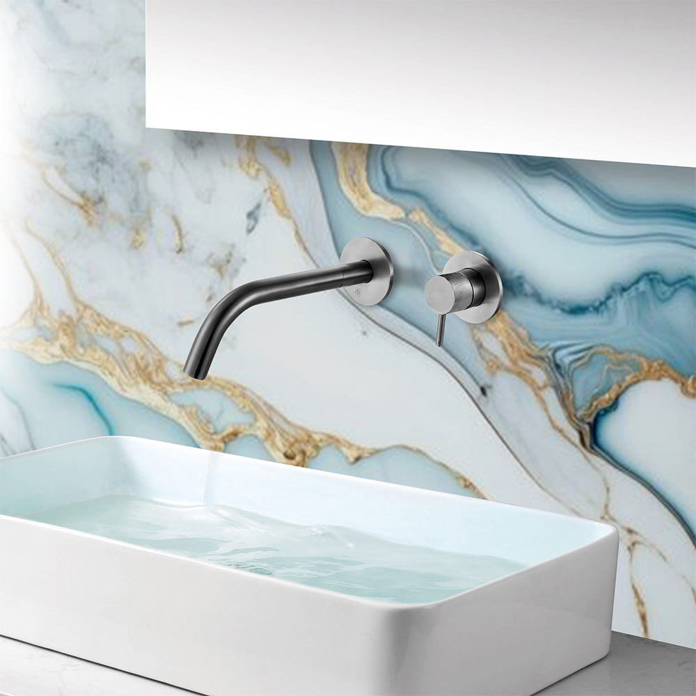 black single lever wall mounted basin mixer tap