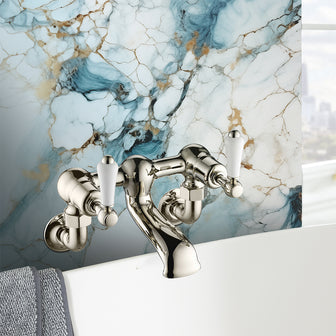 Victorian Wall-Mounted Traditional Bath Filler Tap - Brushed Nickel Secondary image