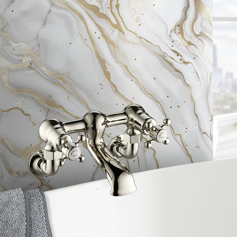 Traditional Wall Mounted Bath Filler - Brushed Nickel Secondary image