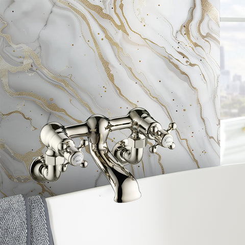 Nickel wall-mounted bath filler