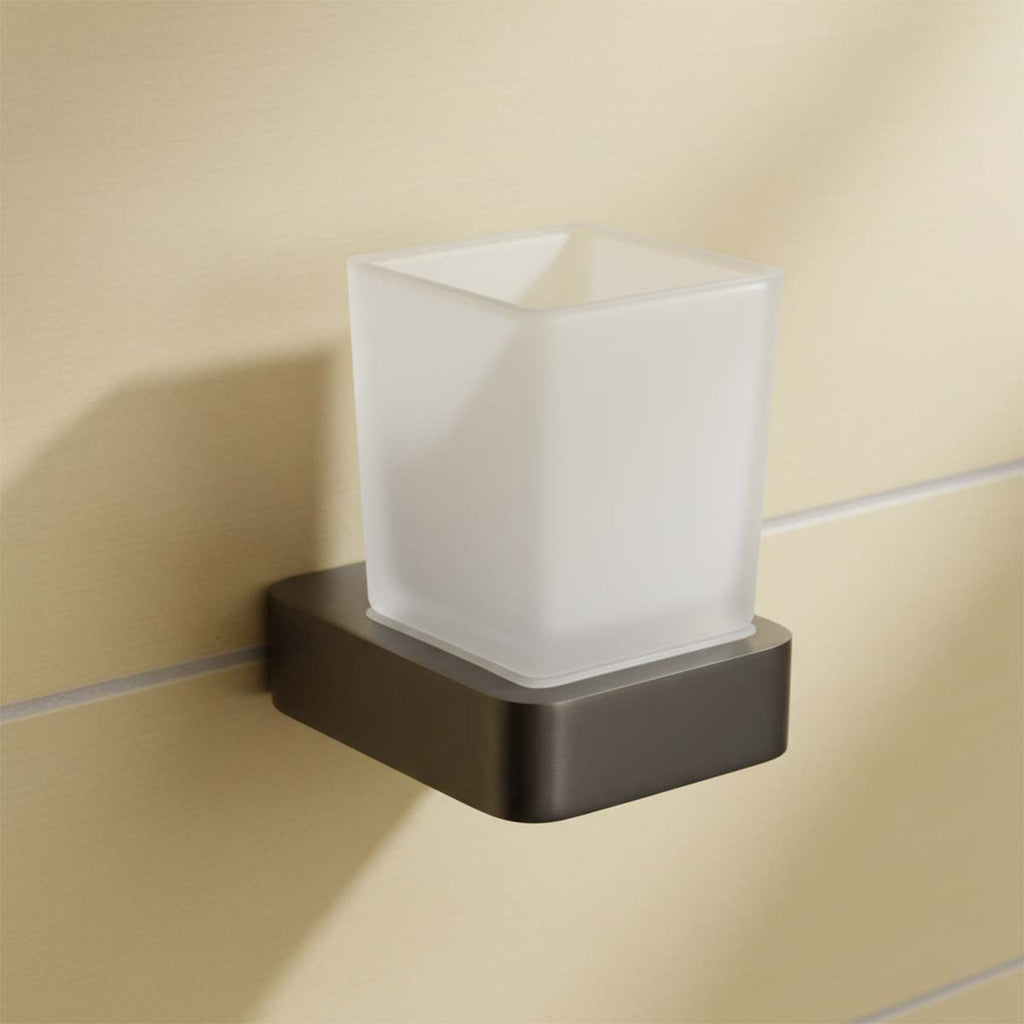 wall mount bathroom tumbler holder with glass 