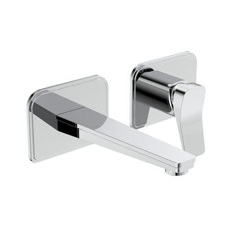Chrome Single Lever 2 Hole Wall Mounted Basin Mixer Tap with Backplate Secondary image