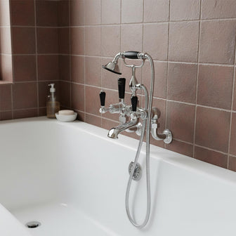 Traditional Wall Mounted Bath Mixer Tap with Handheld Shower and Lever Handles Secondary image
