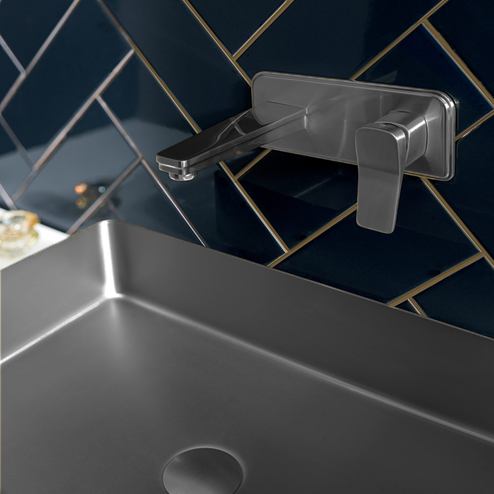 wall_mounted_black_basin_mixer_tap_with_plate_and_single_lever