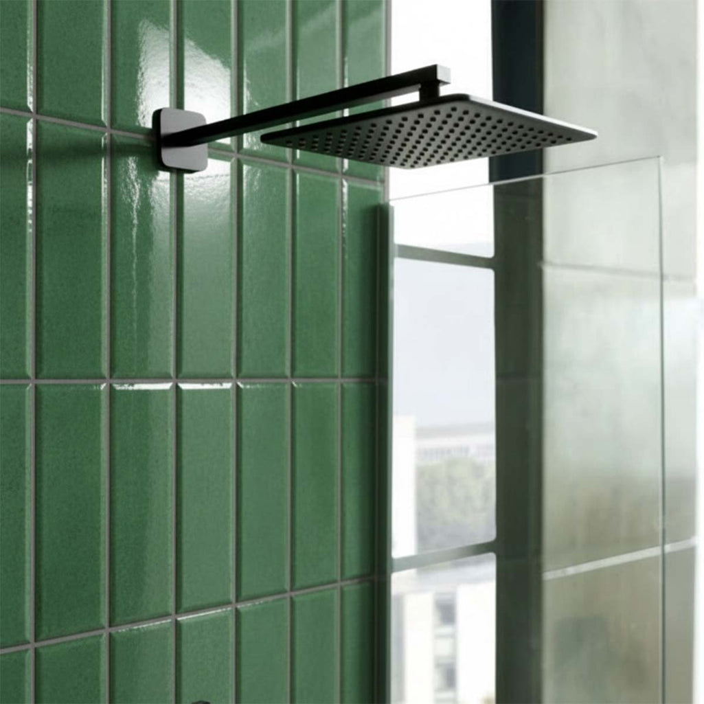 wall mounted black shower head arm set 