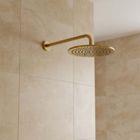 wall mounted brushed brass shower head and arm set