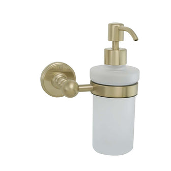 Wall Mounted Soap Dispenser - Brushed Brass and Frosted Glass Secondary image