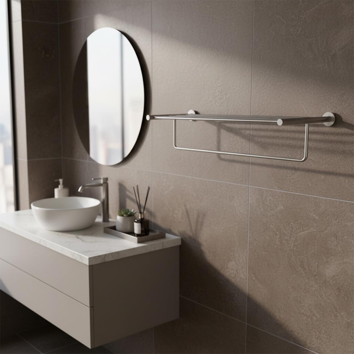 wall mounted stainless steel towel bar holder with rails 