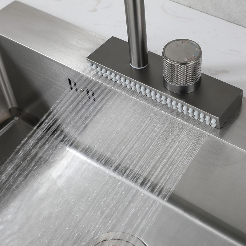 gunmetal kitchen tap pull out and waterfall 