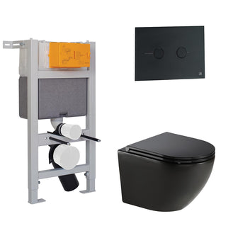 Wortex Matt Black Wall Hung Rimless Toilet with Seat, Matt Black Flush Plate & 0.82m Concealed Cistern W.C Frame Secondary image