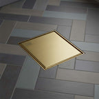 wet room square shower drain - brushed brass 