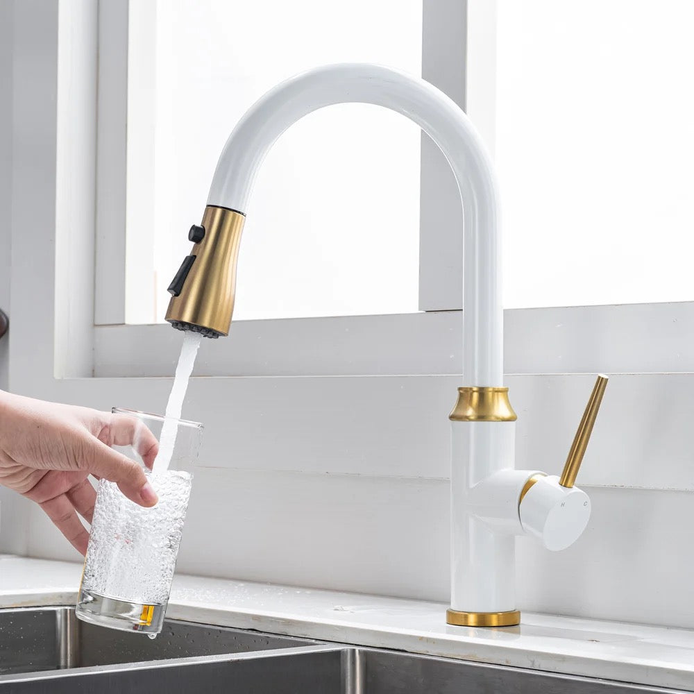 white kitchen mixer tap