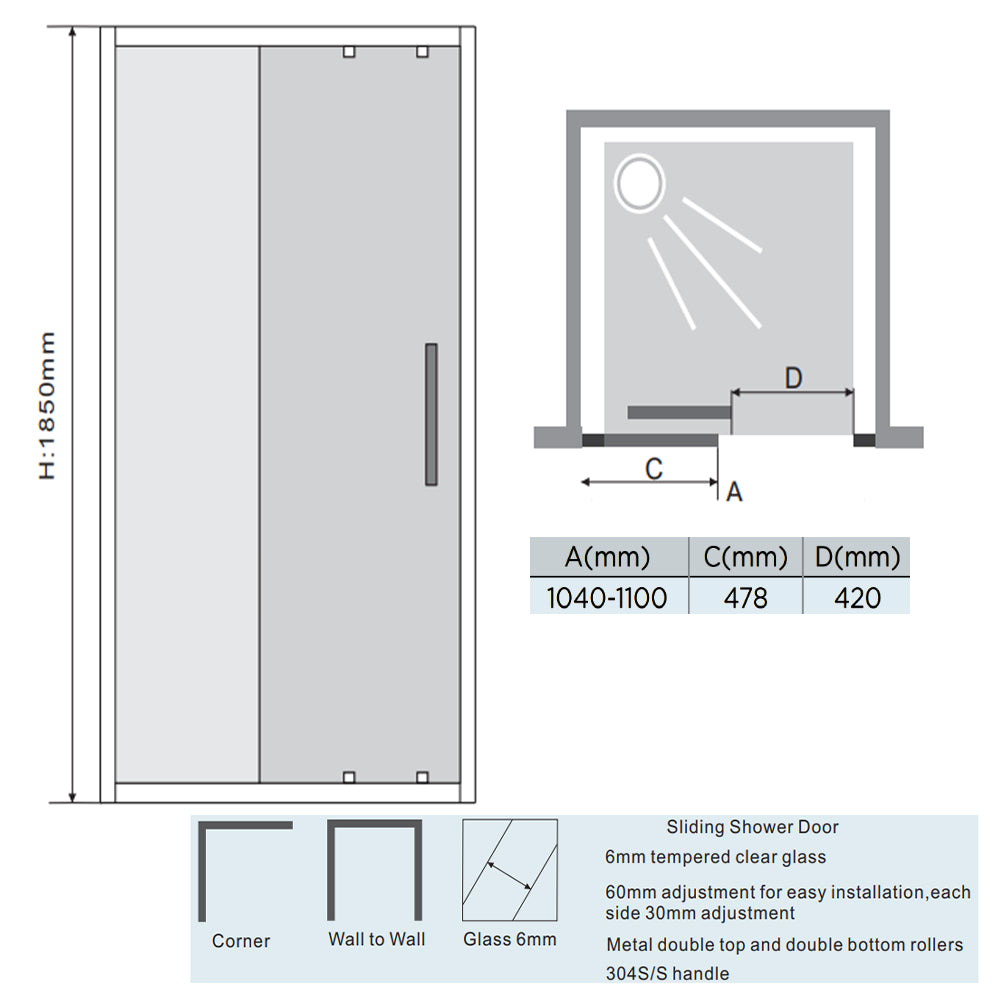 shower enclosure sliding door - Tapron
