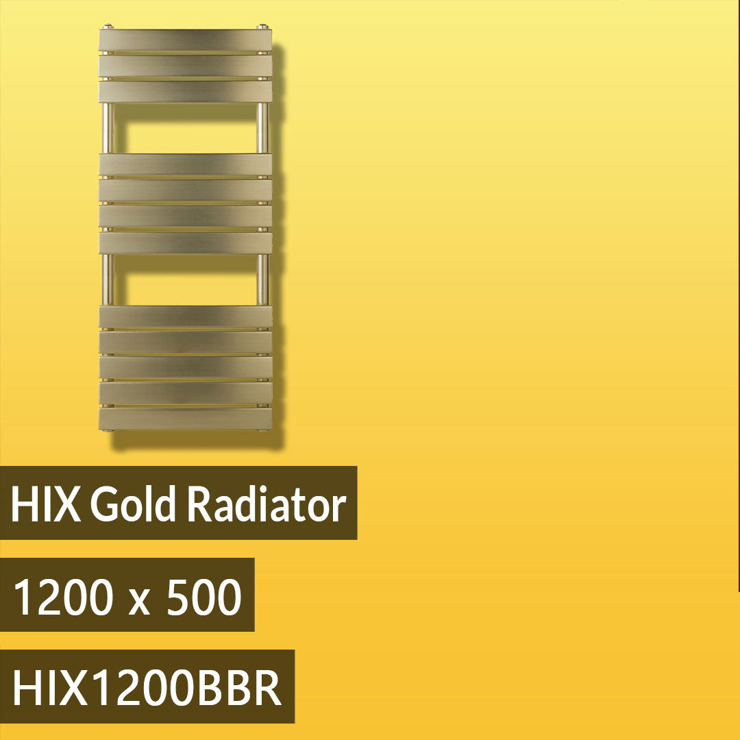 Gold Bathroom Radiator 1200 X 500 - Brushed Brass Finish