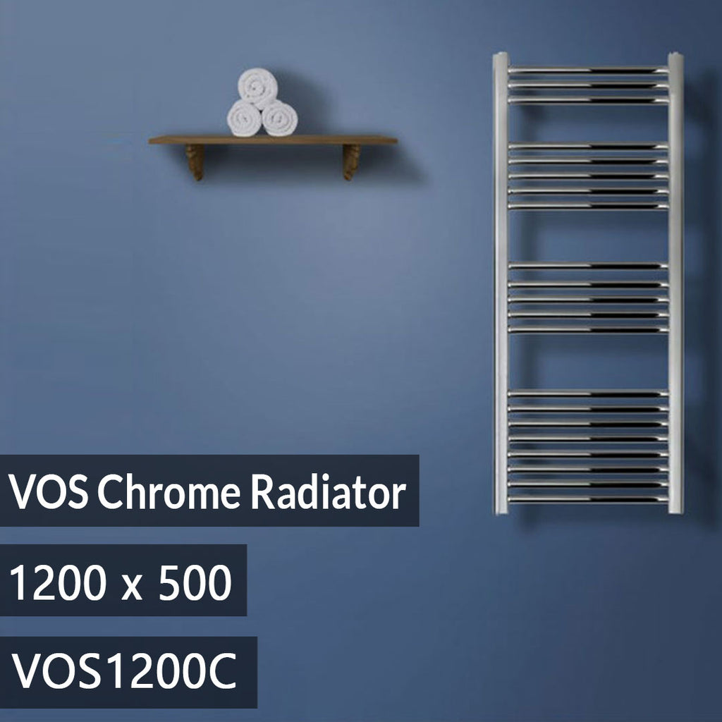 VOS Stainless Steel Ladder Heated Towel Rail - Chrome 1200 X 500-1357BTU [ VOS1200C]