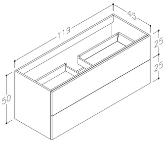 Aqua Wall Mounted 2 Drawer Vanity Unit with Generous Space-Saving and Soft-Closing Drawers - White- 1200mm Secondary image