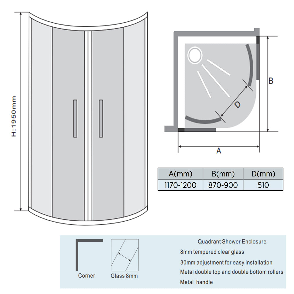 shower enclosure offset quadrant - tapron