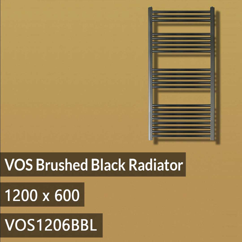 Black Towel Radiator 1200 X 600 - Brushed Black