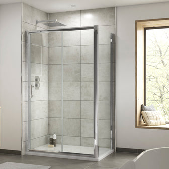 Sliding Shower Enclosure with White Finish - 1950mm Height Secondary image