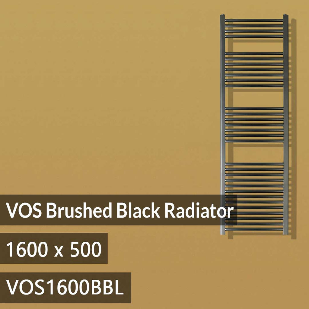 VOS Black Heated Towel Rail 1600 X 500 - Brushed Black