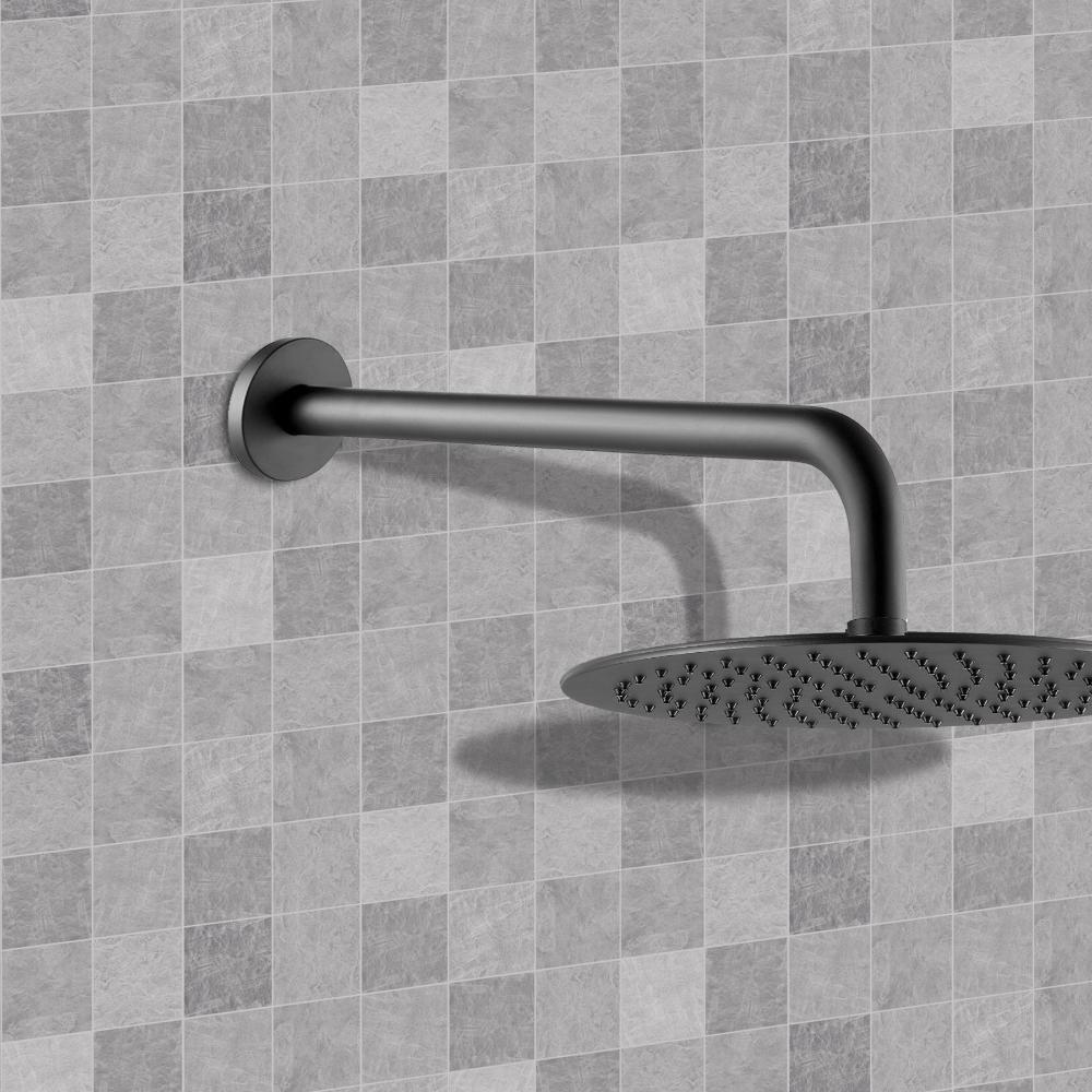 Matt Black shower arm with matt black shower head Main image