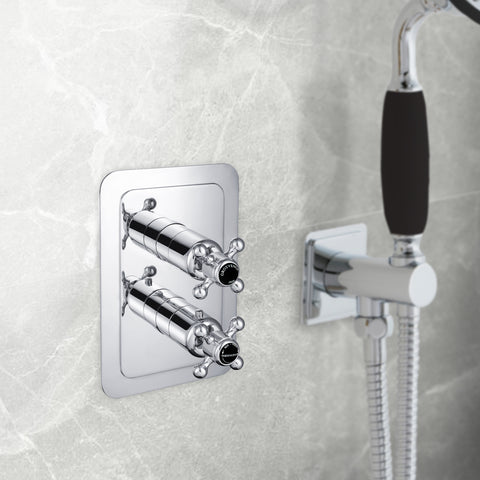Chester Black Crosshead 2 Outlet Concealed Thermostatic Shower Valve
