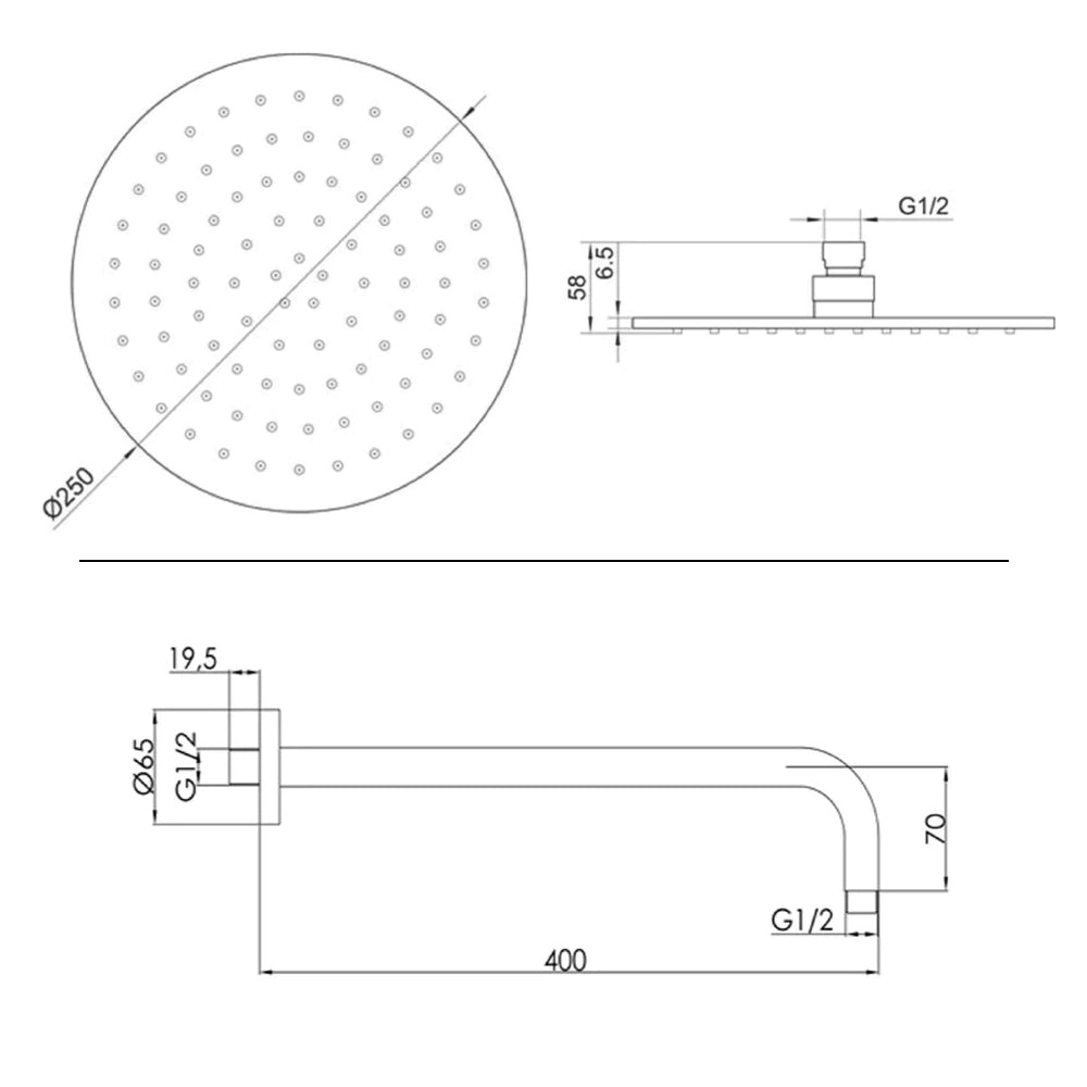 brushed bronze shower head and arm - tapron