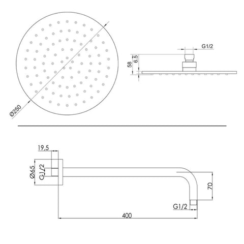 brushed bronze shower head and arm - tapron